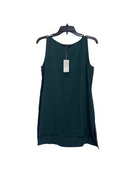 Eileen Fisher Sleeveless Hi-low 100% Silk Georgette Crepe Top Deep Teal Size XS